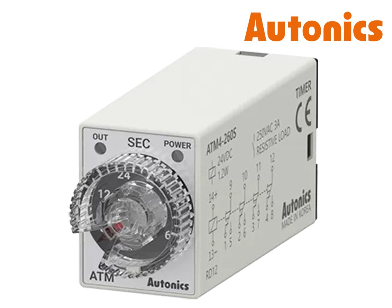 01.077.0741 ΧΡΟΝΙΚΟ RELAY ΠΙΝΑΚΟΣ MINI 14P DELAY ON 60sec 4C/O 110VAC ATM4-660S AUTONICS - Image 1