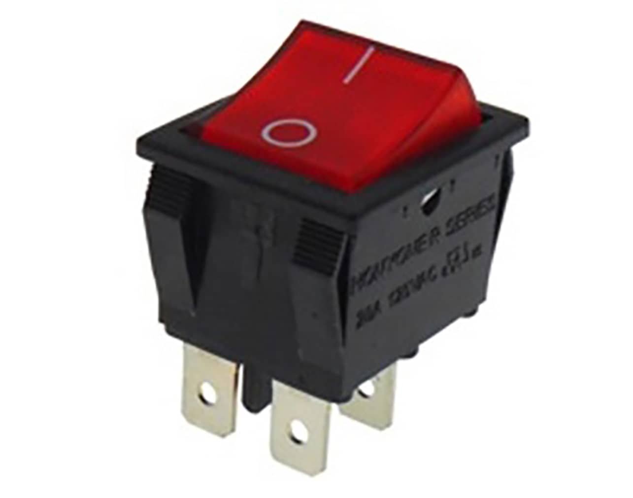 01.086.0144 ΔΙΑΚΟΠΤΗΣ ROCKER ΜΕΓΑΛΟΣ 4P ΜΕ ΛΥΧΝΙΑ ΟΝ-OFF 22A/250V ΚΟΚΚΙΝΟΣ R4210 HNO - Image 1