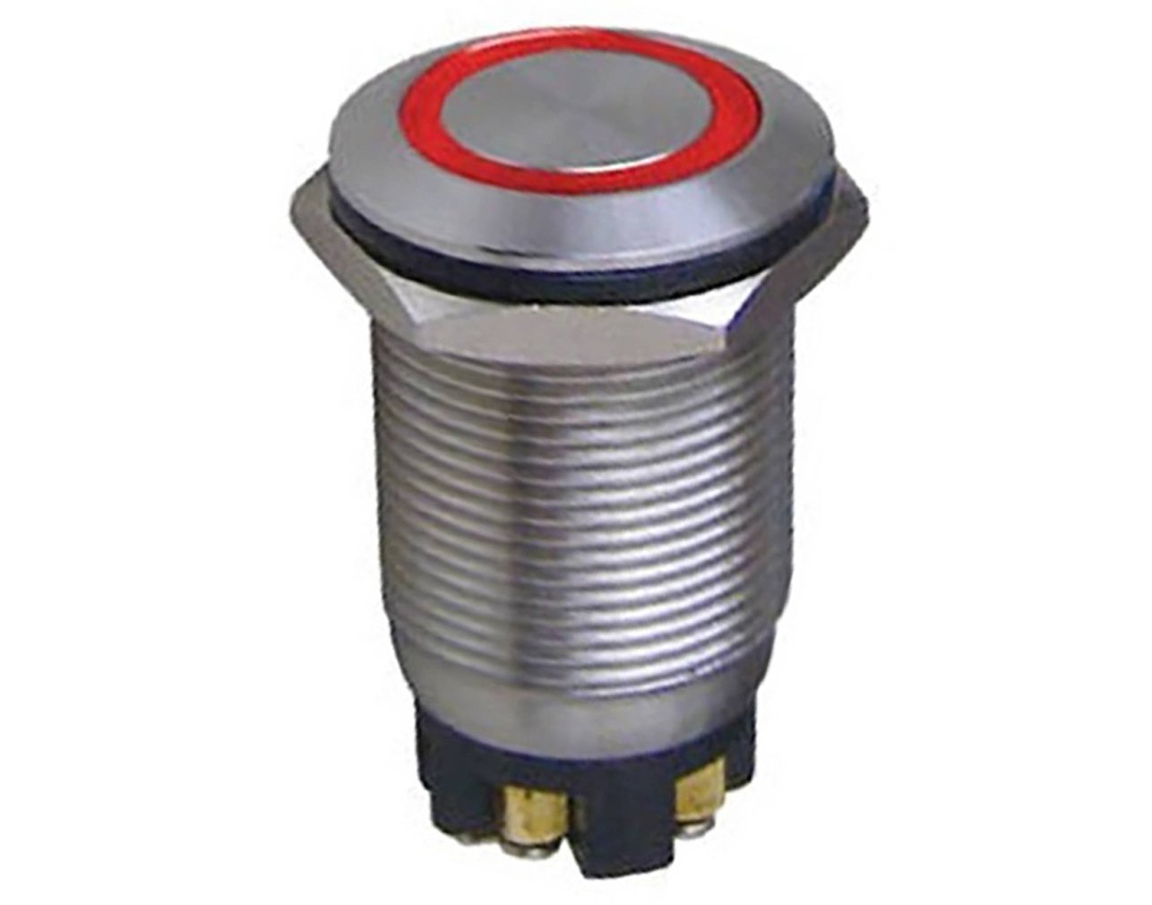 01.087.0073 ΜΠΟΥΤΟΝ PUSH ON ΣΤΡΟΓΓΥΛΟ Φ19 ΜΕ ΛΥΧΝΙΑ 12V ΜΕΤΑΛΛΙΚΟ IP65 ΚΟΚΚΙΝΟ HBS1GQ DHE - Image 1