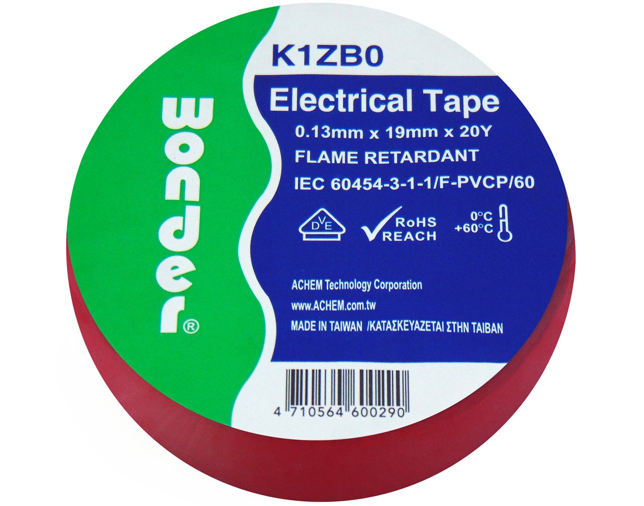 02.020.0031 ΤΑΙΝΙΑ ΜΟΝΩΤΙΚΗ PVC 0.13X19X20Y ΚΟΚΚΙΝΗ K1ZB0 WND - Image 1