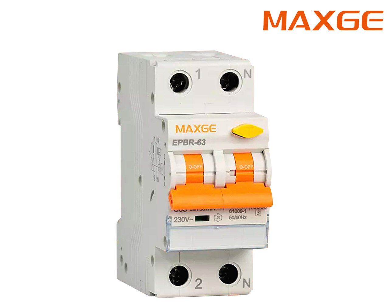 03.017.0599 RELAY ΔΙΑΦΥΓΗΣ ΜΕ ΑΣΦΑΛΕΙΑ 1P+N C 6A 30mA 6kA TYPE AC EPBR-63M MAXGE - Image 1