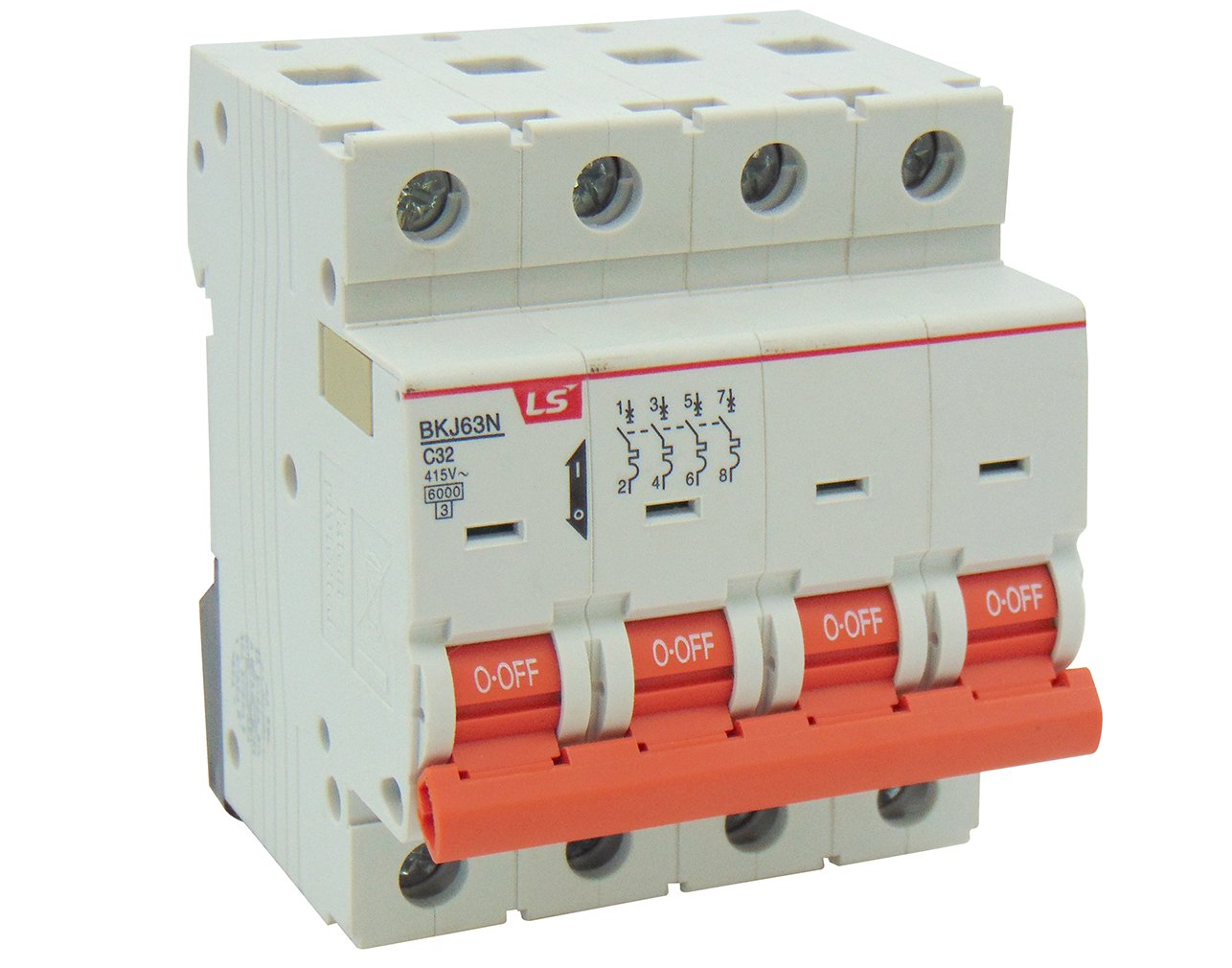 03.018.0050 ΑΣΦΑΛΕΙΑ ΡΑΓΑΣ 4P C 32A 6kA 415VAC BKJ63N LG - Image 1