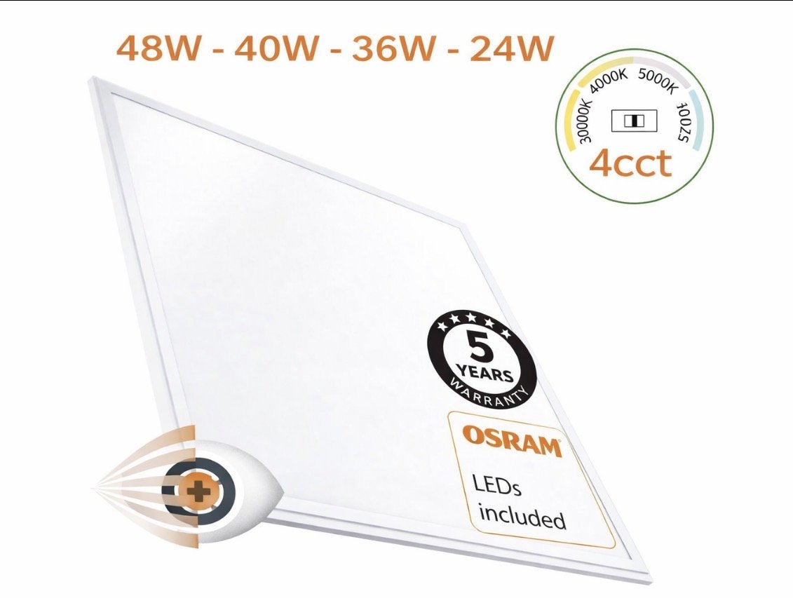 IMG_4677 Οροφής Led Panel Osram chip & Gxtronic driver selectable 48W-40W-36W-24W 4CCT 60×60 - Image 1