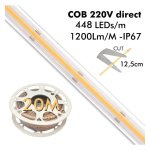 Ταινία Led 220V-240V AC Bridgelux cob 14W/m 2700K (20m) 448Led/m
