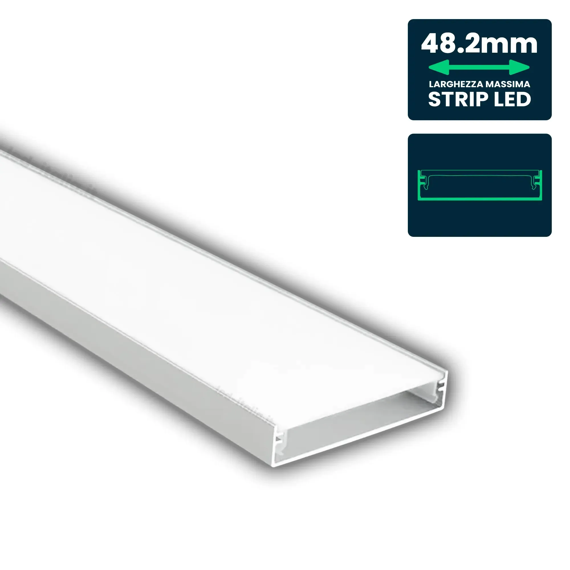 24102 VTAC – Προφίλ Αλουμινίου για Ταινία LED 200cm με Οπαλ Κάλυψη – SKU: 24102 - Image 1