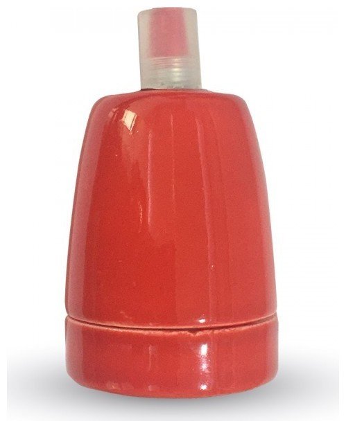 3799_porcelan_lamp_holder_fitting_red_leditnow.gr Ντουί Πορσελάνης Ε27 V-TAC Κόκκινο 3799 - Image 1