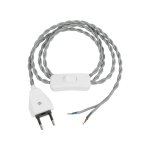 GLOBOSTAR® WHIP 77674 Μοντέρνο DIY Πλεκτό Καλώδιο με Διακόπτη On/Off AC 220-240V IP20 - Γκρι & Λευκό - Μ150 x Π2.7 x Υ1.9cm
