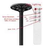 Ηλιακό LED με φανοστάτη δρόμου 3m - κήπου - ABS - 4000K + τηλεχειριστήριο - Image 3
