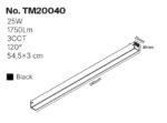 Inlight Γραμμικό Φωτιστικό LED 25W 3CCT 120° για μαγνητική Ράγα 220V  σε μαύρη απόχρωση D: 54,5x3cm (TM20040) - Image 2