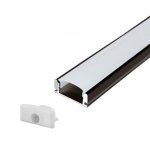 Προφίλ Αλουμινίου Μαύρο Για LED Ταινίες L=2m 17.4x7mm H=6mm Γαλακτερό Κάλυμμα 5185