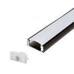 Προφίλ Αλουμινίου Μαύρο Για LED Ταινίες L=2m 17.4x7mm H=6mm Γαλακτερό Κάλυμμα 5185 - Image 4