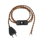 GLOBOSTAR® WHIP 77673 Μοντέρνο DIY Πλεκτό Καλώδιο με Διακόπτη On/Off AC 220-240V IP20 - Καφέ & Μαύρο - Μ150 x Π2.7 x Υ1.9cm
