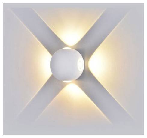 fotistiko-toihou-aplika-v-tac-sfaira-me-fos-4-aktines-soma-leuko-4w-ip65.._leditnow.gr_ Φωτιστικό Τοίχου Απλίκα V-TAC Σφαίρα με Φως 4 Ακτίνες, Σώμα Λευκό, 4W IP65 Θερμό Λευκό 8551 - Image 1