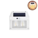 LED Αδιάβροχο Ηλιακό Επιτοίχιο Φωτιστικό 18.5x17.5cm με 2 Λάμπες Filament και Αισθητήρα Κίνησης Λευκό
