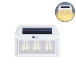 LED Αδιάβροχο Ηλιακό Επιτοίχιο Φωτιστικό 22x18cm με 3 Λάμπες Filament και Αισθητήρα Κίνησης Λευκό