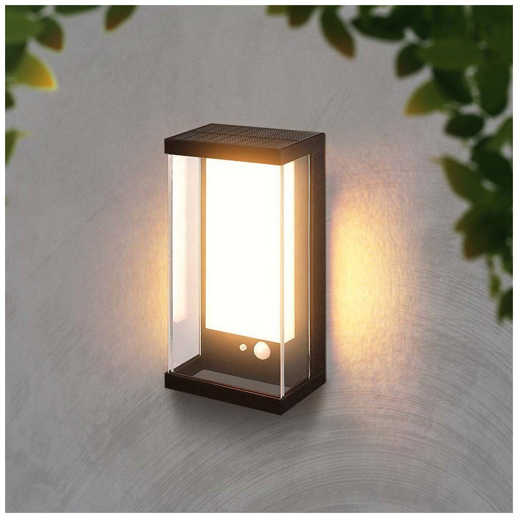 V-TAC Ηλιακό Επιτοίχιο Φωτιστικό Κήπου LED 1W 95lm IP54 με Αισθητήρα Κίνησης PIR Ζεστό Λευκό Μαύρο Σώμα 23032 - Image 2