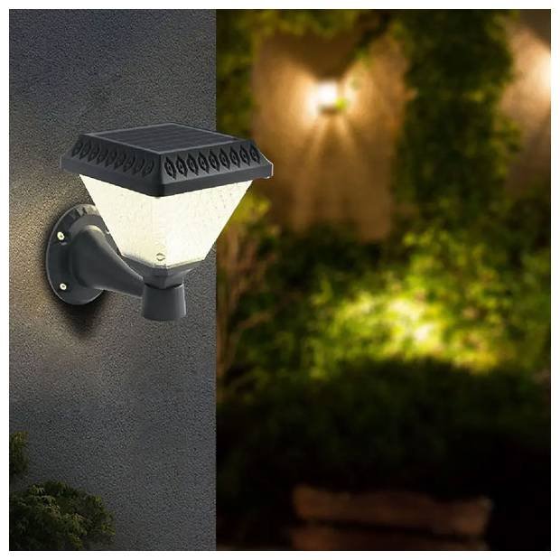 V-TAC Ηλιακό Φωτιστικό Κήπου LED 0.8W 75lm 90° Τετράγωνο IP44 Επιτοίχιο CCT 3σε1 Ζεστό+Φυσικό+Ψυχρό Λευκό Μαύρο Σώμα 93578 - Image 2