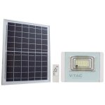 V-TAC Ηλιακός Προβολέας LED 200W 3100lm 120° IP65 με Χειριστήριο Άσπρο Σώμα Φυσικό Λευκό 10413