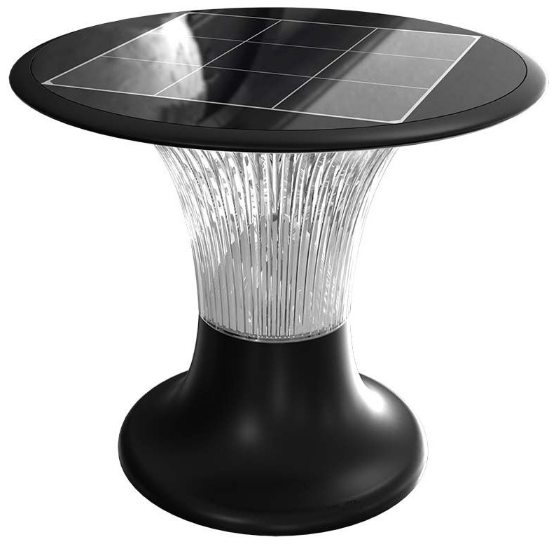 led_iliako_fotistiko_dapedou_15w_4000k_6000k_me_mauro_soma_kai_anixneuti_v-tac_sku23005 V-TAC LED ηλιακό φωτιστικό δαπέδου 15W 4000K+6000K με μαύρο σώμα και ανιχνευτή SKU23005 - Image 1
