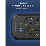 SE6403C  ΠΟΛΥΠΡΙΖΟ ΑΣΦΑΛΕΙΑΣ 6 ΘΕΣΕΩΝ ΜΕ ΘΥΡΕΣ USB   LDNIO - Image 2